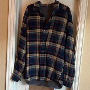 Toad&Co Navy and Red Plaid Shirt
